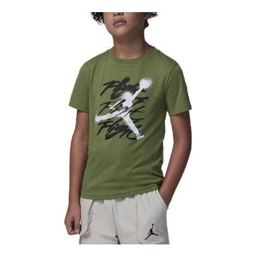 (GS) Air Jordan Jumpman Flight Sprayed T-Shirt 'Light Olive' 95C814-EF9