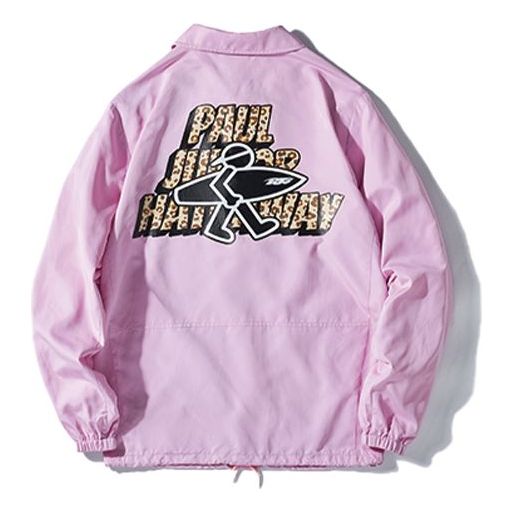 PJs Vigor Surf Leopard print Alphabet Pattern Printing Coach Jacket Unisex Pink 20SSJK1002-P