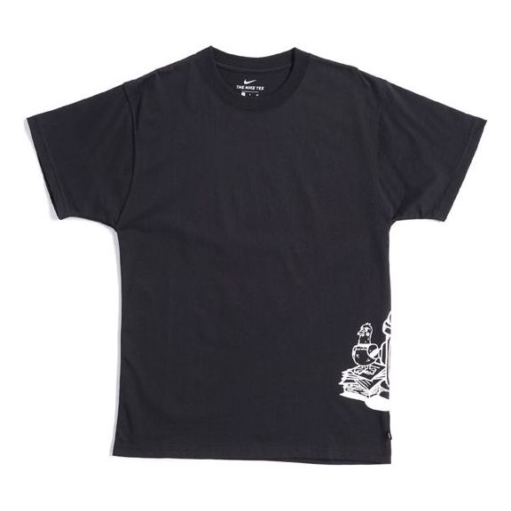 Nike SB Cartoon Printing Skateboard Short Sleeve Black CU0299-010