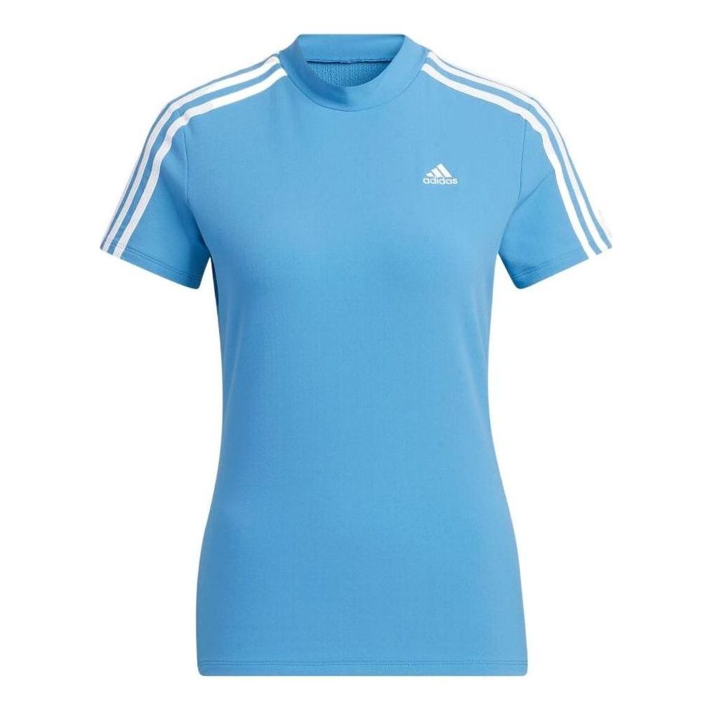 (WMNS) adidas 3-Stripes Mock Neck T-Shirt Asia Sizing 'Blue White' HA0211