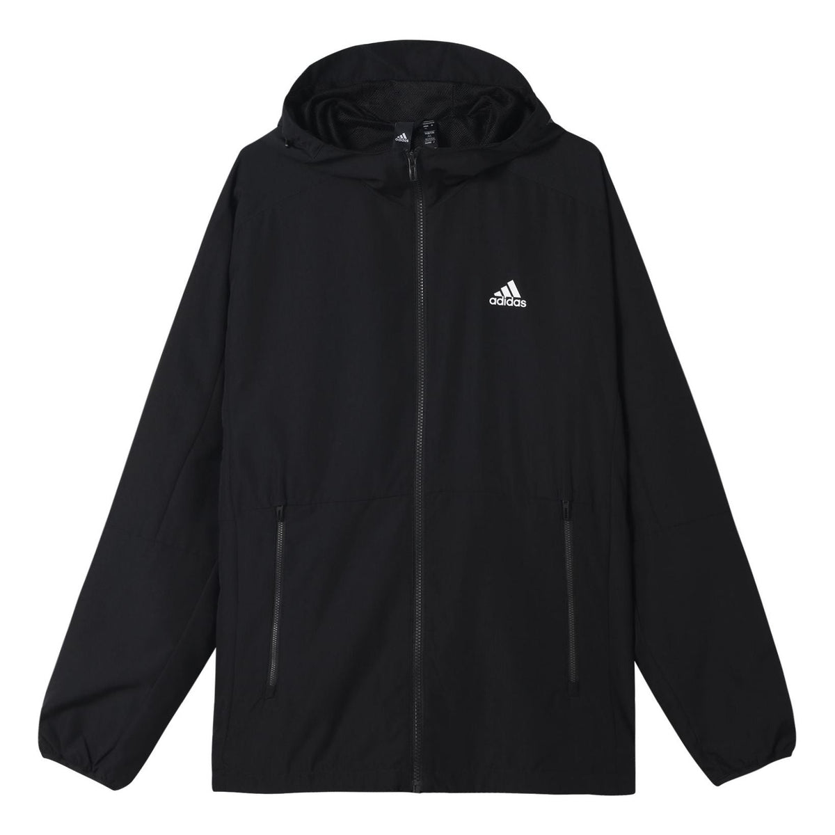 adidas Sports Long Sleeves Woven Windproof hooded Logo Jacket Black H40228