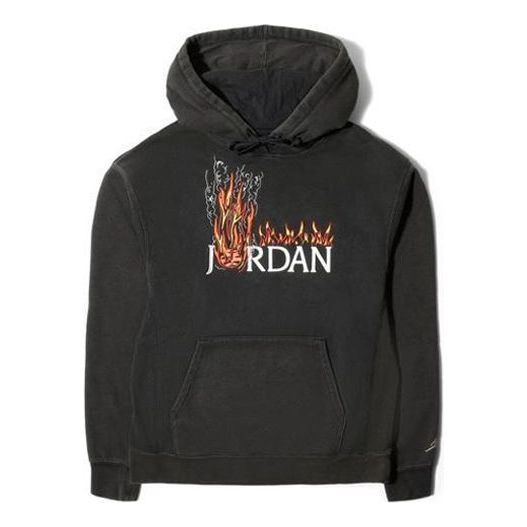 Air Jordan x Travis Scott Track Flame Printing Hoodie Asia Sizing 'Black' CK4039-010