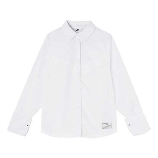 (WMNS) Nike Nsw Icn Clsh Wvn Ls Top Casual Sports Breathable Long Sleeves Autumn White Shirt DD5051-100