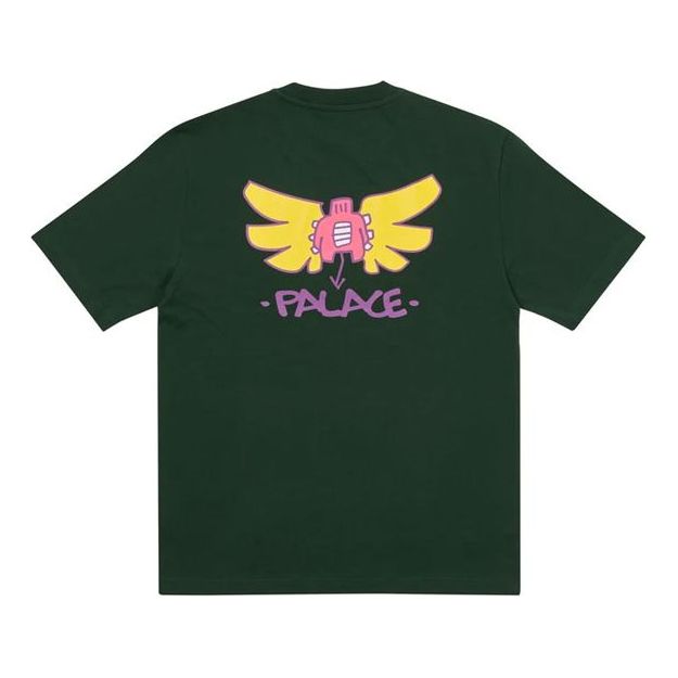 PALACE x Slap Magazine Crossover Angel Cartoon Funny Pattern Printing Short Sleeve Green T-Shirt P20TS256