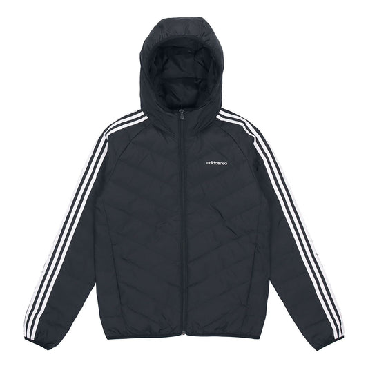adidas neo M 3s Lw Down Jk Logo Printing Stay Warm hooded Sports Down Jacket Black H45252
