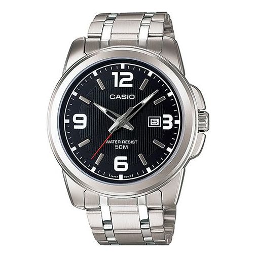 CASIO Stainless Steel Strap Quartz Waterproof Black Dial Mens Black Analog MTP-1314D-1A