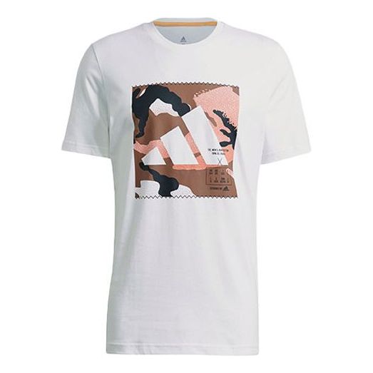 adidas Camo Bos Tee M Printing Color Block Casual Sports Short Sleeve White GQ8306