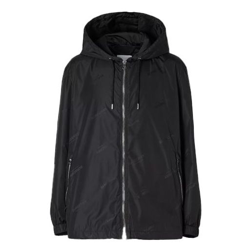 Men's Burberry Logo Jacquard Econyl Hooded Jacket Black 80298701