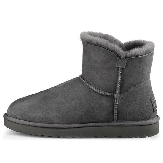 (WMNS) UGG Mini Bailey Button Bling Mid Tops Fleece Lined Gray 1016554-GREY