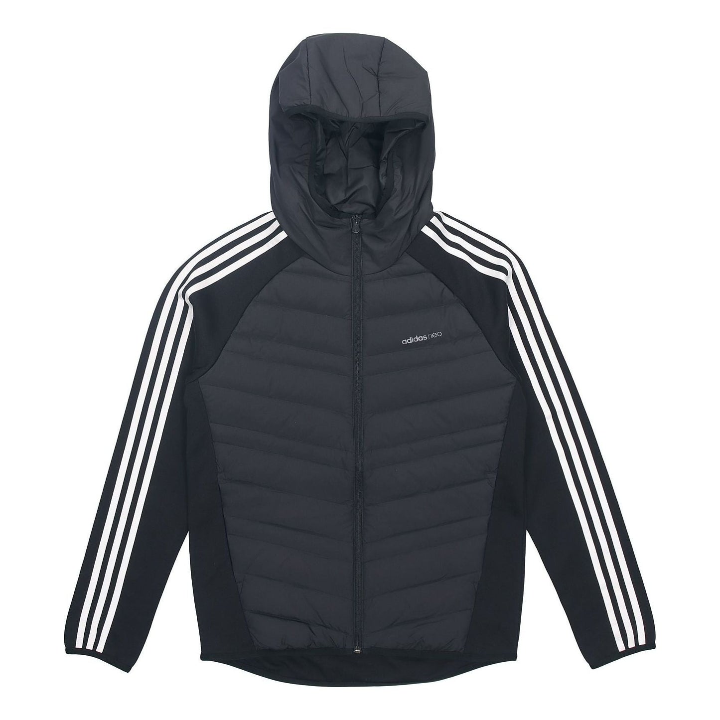 adidas neo M Dwn Hybrd Jkt Splicing Sports hooded down Jacket Black H45248