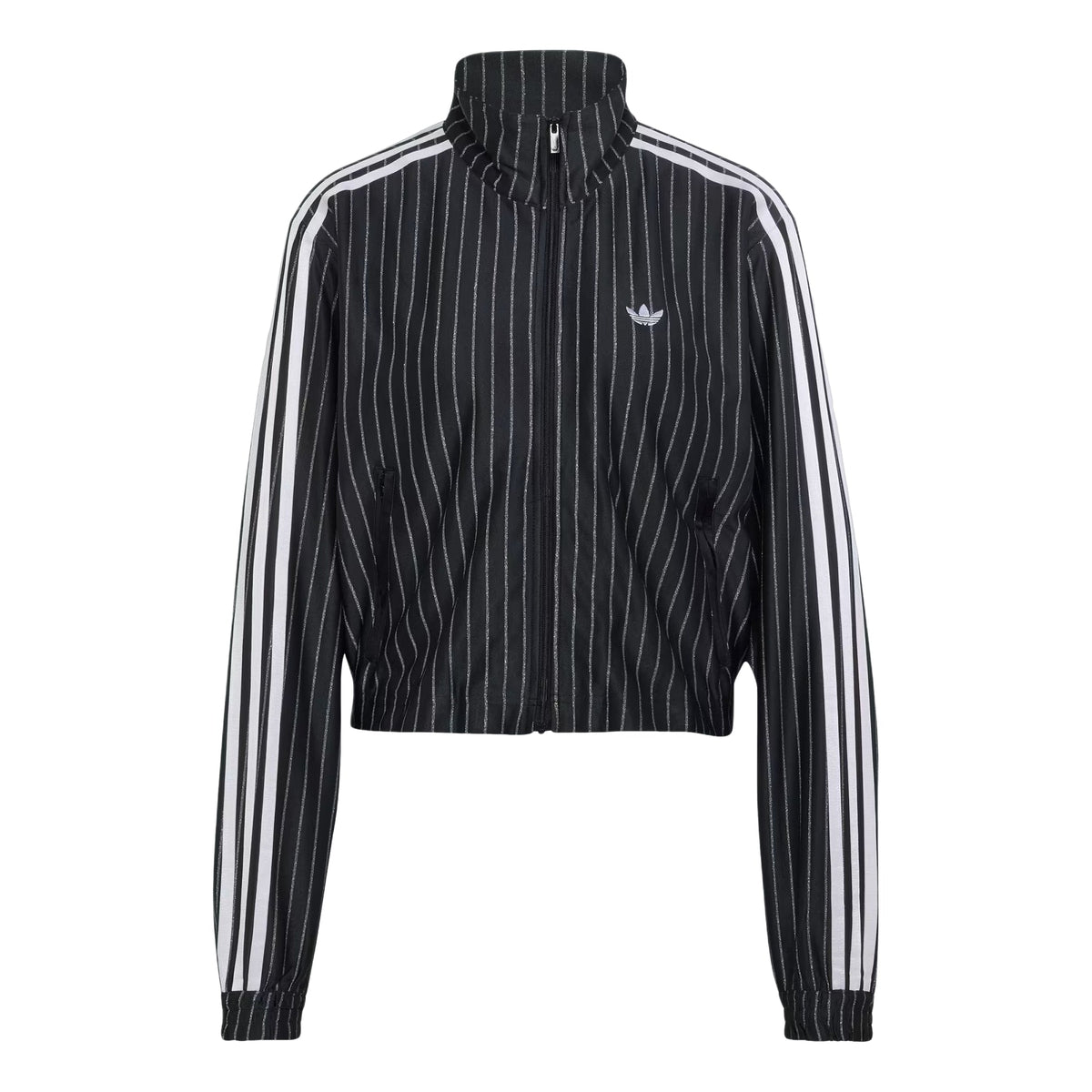 (WMNS) adidas Firebird Pinstripe Track Jacket Asia Sizing 'Black Silver Metallic' KR9576