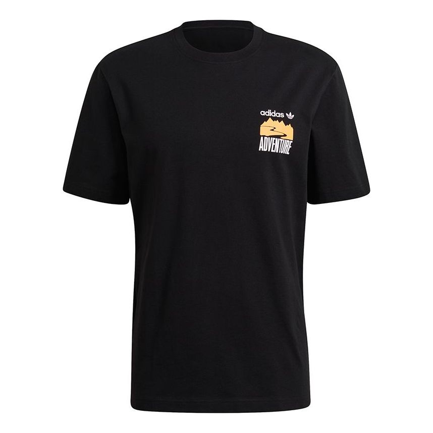 adidas originals Adv Mnt Back Te Athleisure Casual Sports Printing Round Neck Short Sleeve Black GN2367