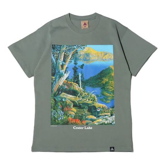Nike x ACG Crater Lake Sports Printing Pattern Round Collar Male Green DA4878-365