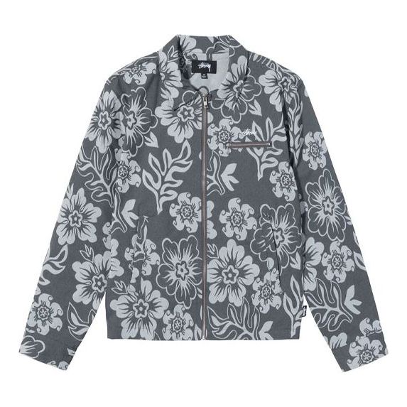 Stussy Hawaiian Zip Jacket Black Printing Zipper Unisex 115568