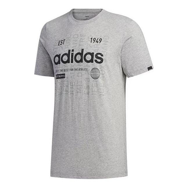 Men's adidas Alphabet Numeric Printing Casual Sports Breathable Round Neck Short Sleeve Gray T-Shirt FM6283