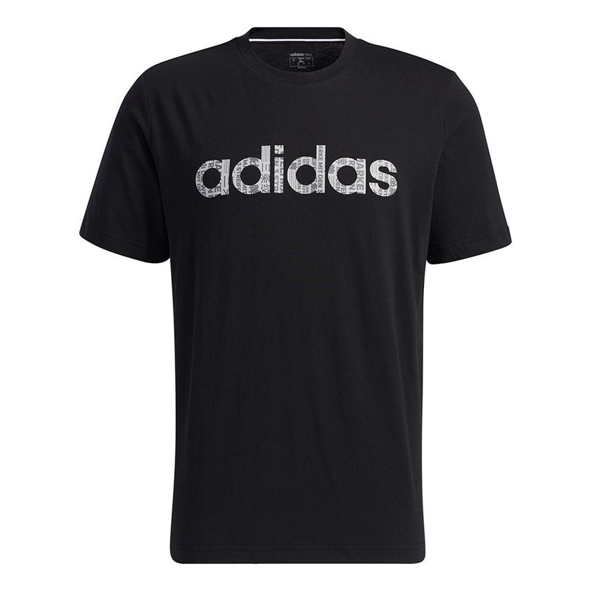 adidas neo M Ce Grph Tee1 Logo Printing Sports Short Sleeve Black GP4881