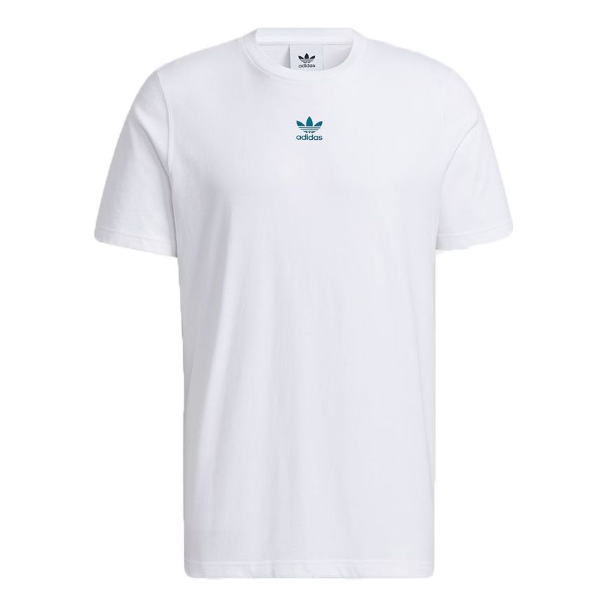adidas originals Ts Ss Tee Logo Printing Sports Round Neck Short Sleeve White H46694