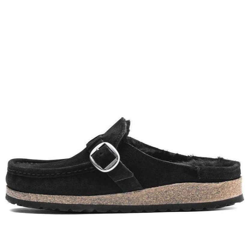 (WMNS) Birkenstock Buckley Shearling Suede Leather Narrow Fit Sandals 'Black' 1018126