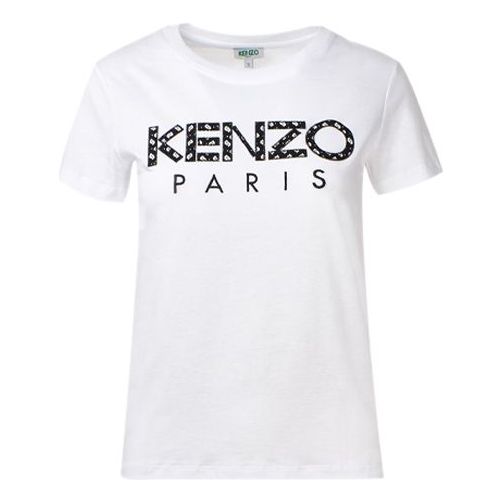 KENZO Alphabet Logo Pattern Round Neck Short Sleeve White FA52TS701990-01