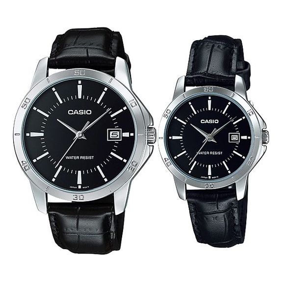 CASIO Couple Quartz Waterproof Unisex Mens Black Analog MTP-V004L-1A-LTP-V004L-1A