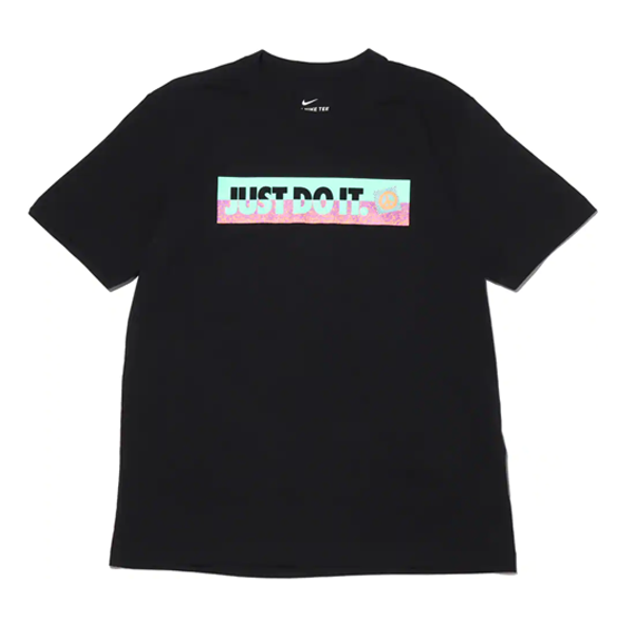 Men's Nike Contrasting Colors Large Logo Casual Sports Round Neck Short Sleeve Black T-Shirt DD1277-010