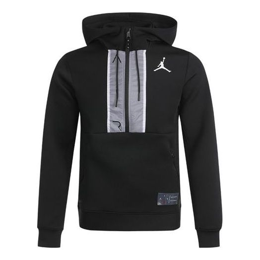 Men's Air Jordan Casual Sports Half Zipper Logo Jacket Black CK6454-010