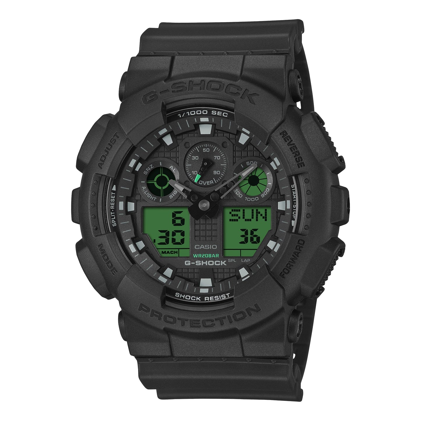CASIO G-Shock GA-100 Series Analog-Digital 'Black Electro Green' GA-100BEG-1A