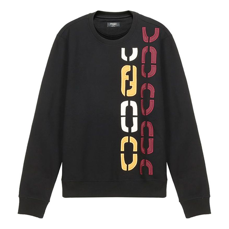 Men's FENDI Embroidered Pattern Long Sleeves Black FY0178ADVKF0QA1