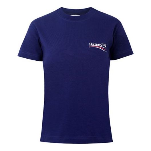 Balenciaga Alphabet Logo Printing Short Sleeve Blue 612964TIV521195