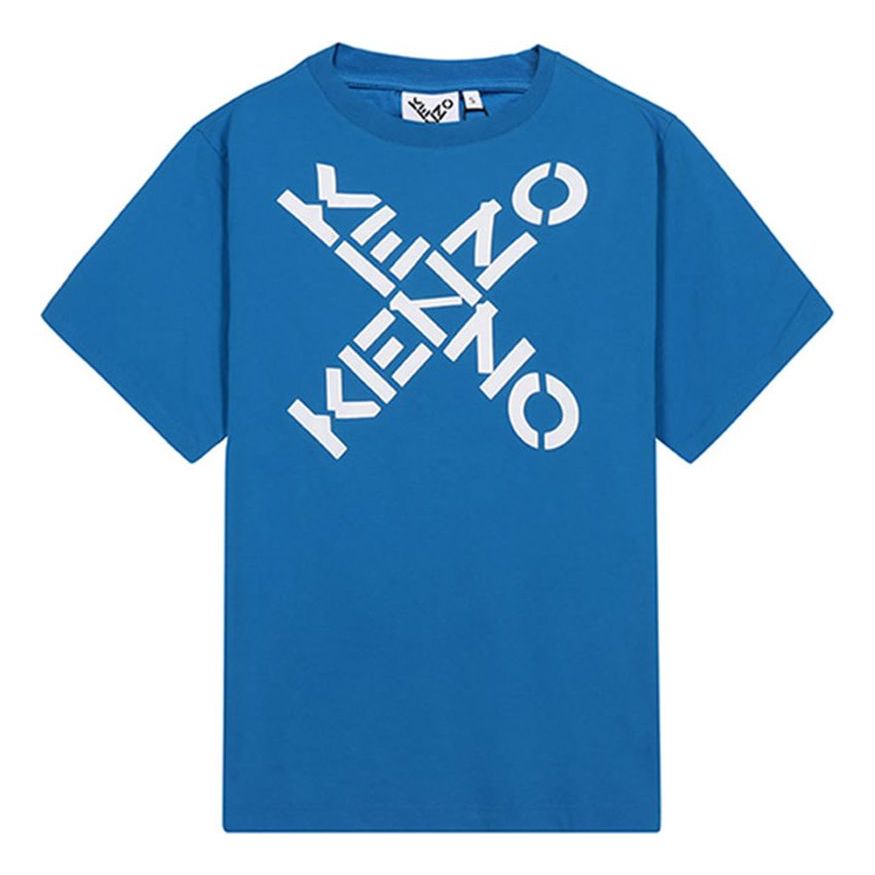 Men's KENZO SS21 Logo Alphabet Printing Short Sleeve Blue FA65TS5024SJ-69
