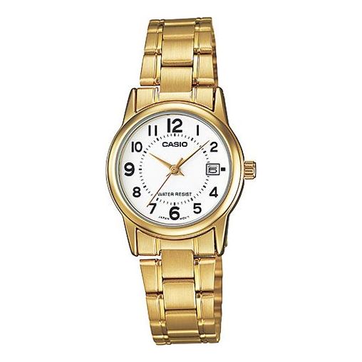 CASIO Female DRESS Japan / South Korea Fashion Waterproof White Dial White Analog LTP-V002G-7B