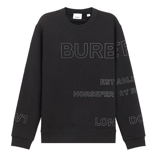 Burberry Horseferry Print Cotton Round Neck Sports Pullover Sweater For Men Black 80375531