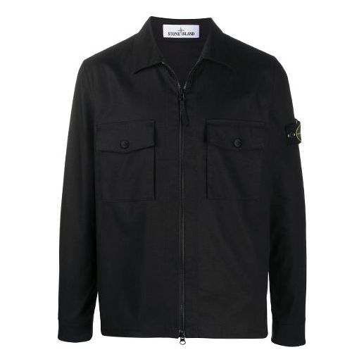 Men's STONE ISLAND Logo Shirt Jacket Black 721511814-V0029