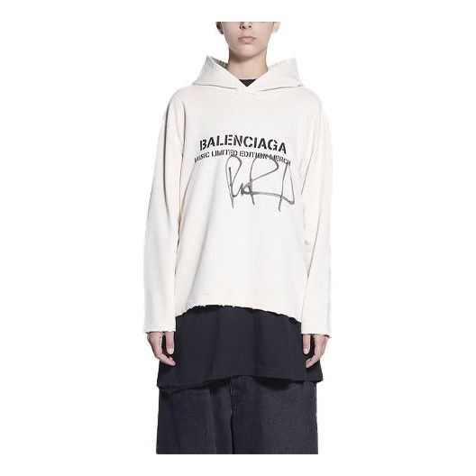 Men's Balenciaga x RuPaul Crossover FW21 Alphabet Printing Pullover Creamy White 670946TLV569057