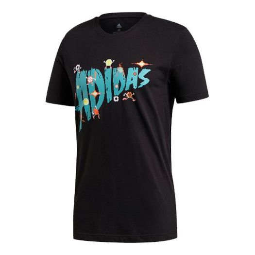 adidas Sports Stylish 8-bit Lineage Short Sleeve 'Black Teal' FN1744
