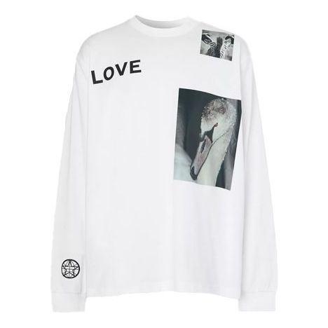 Burberry Montage Long Sleeve Printing Cotton Top Male White 80318841