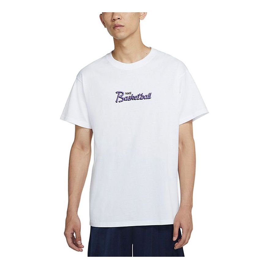Nike Basketball Alphabet Embroidered Sports Round Neck Short Sleeve White DJ1553-100