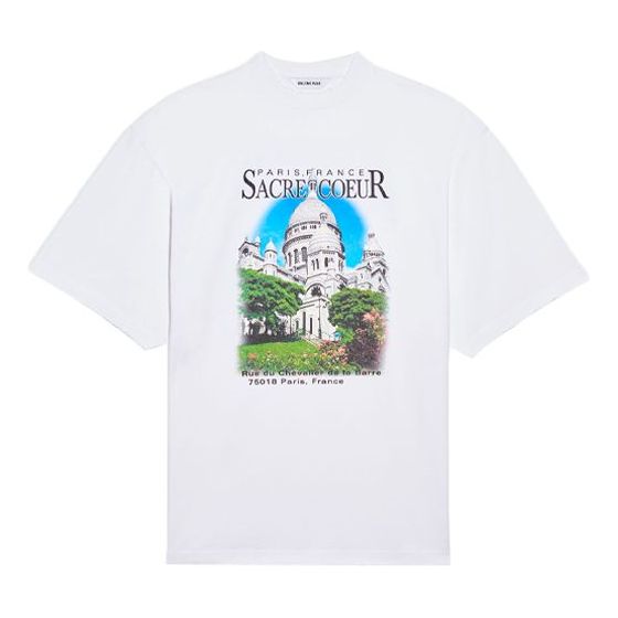 Balenciaga Sacr Cur Alphabet Printing Pattern Round Neck Short Sleeve White 641532TJVH69000