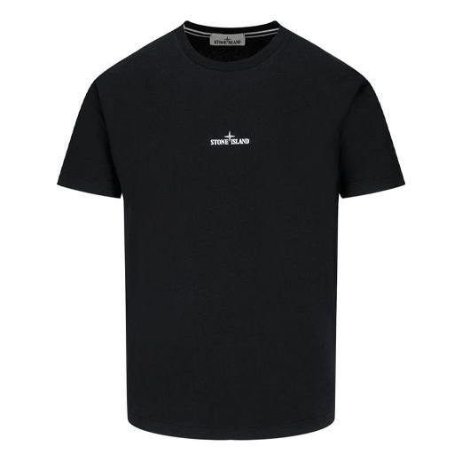 Men's STONE ISLAND SS21 Printing Round Neck Short Sleeve Black 74152NS85-V0029