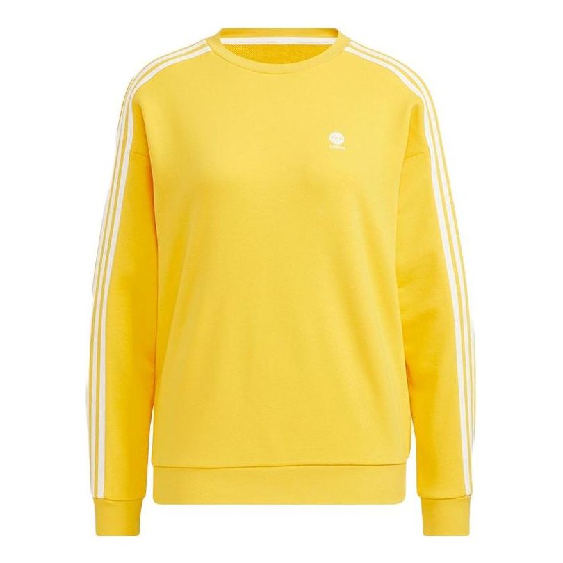(WMNS) adidas neo 3-Stripes Crew sweatshirt 'Yellow White' HM7417