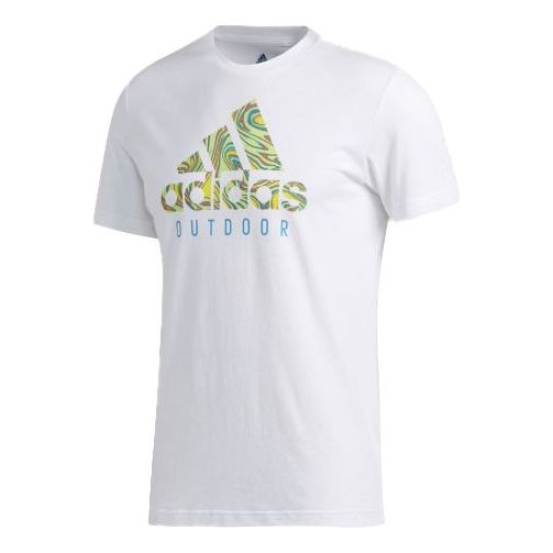 adidas Round-neckShort-sleeveTee Men White/Green FM7528
