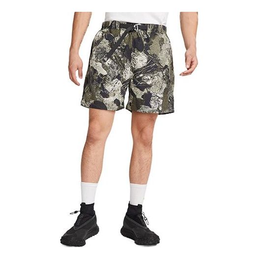 Nike x ACG Color Block Pattern Lacing Casual Shorts Khaki Green DN3950-325