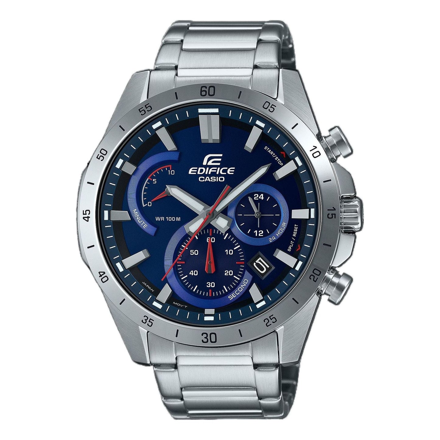 CASIO Waterproof Sports EDIFICE Mens Silver Analog/Digital Combo EFR-573D-2AV