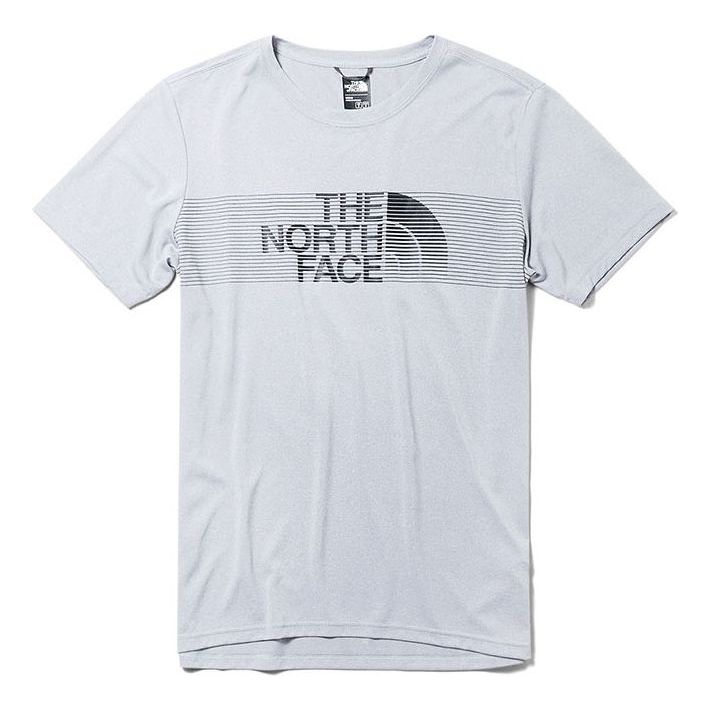 Men's THE NORTH FACE logo Round Neck Short Sleeve light grey 3V7A-DYX
