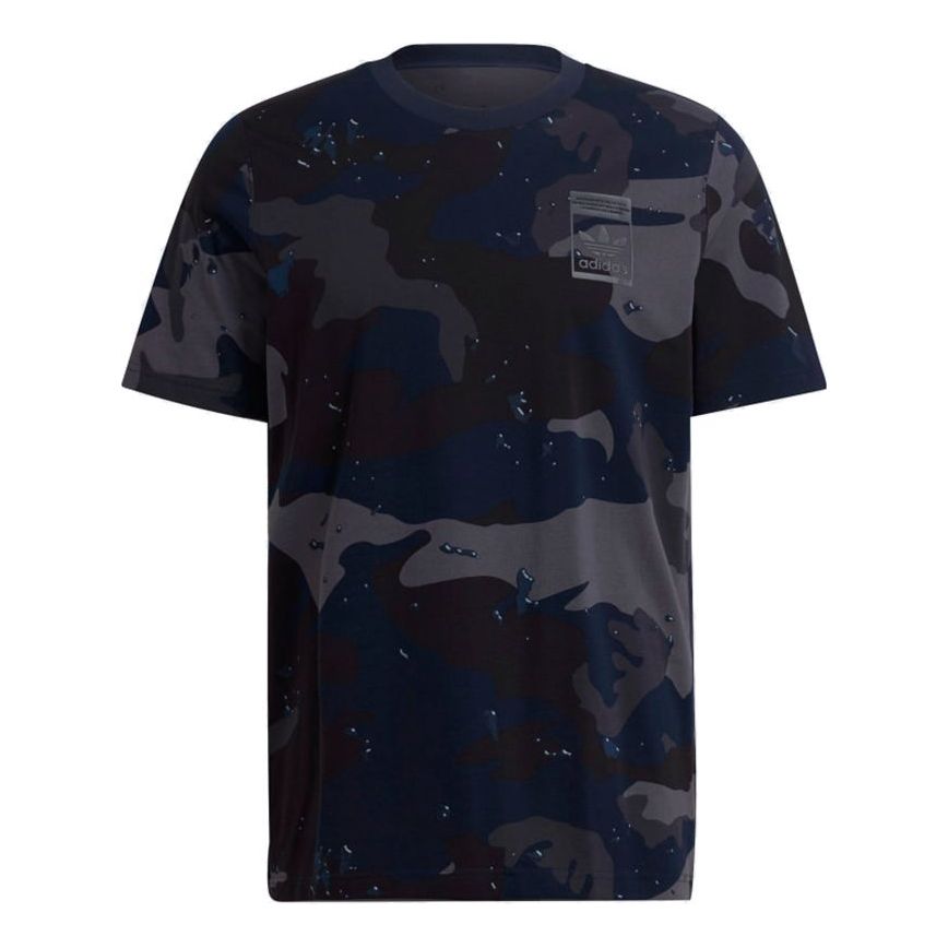 adidas originals Camouflage Printing Short Sleeve Navy Blue H13493