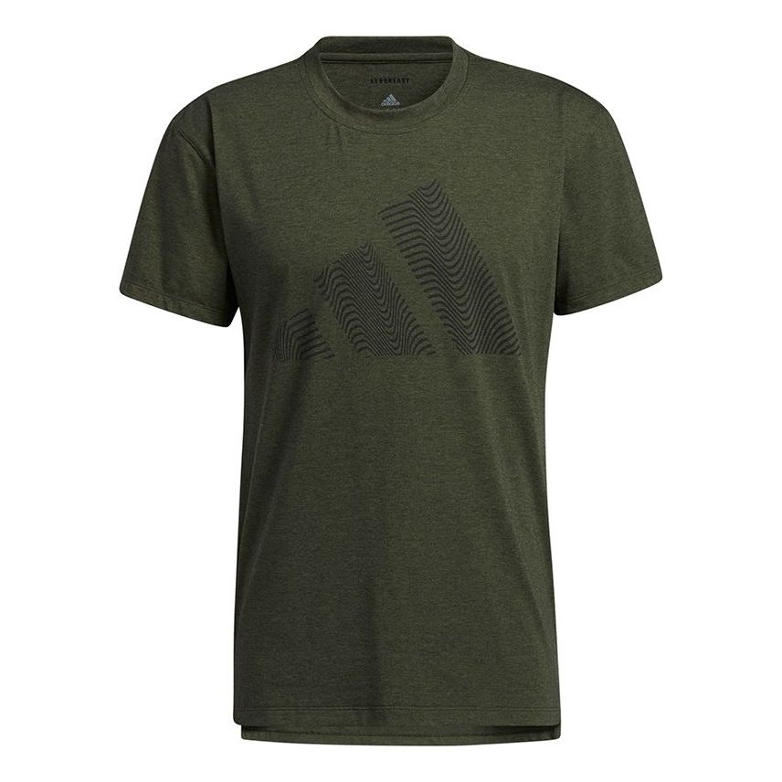 adidas Three-bar Tee Logo Printing Training Sports Short Sleeve Green GT7249