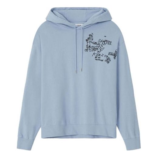 Men's KENZO SS21 Casual Hooded Pullover Long Sleeves Light Blue FB55SW5364MO-65
