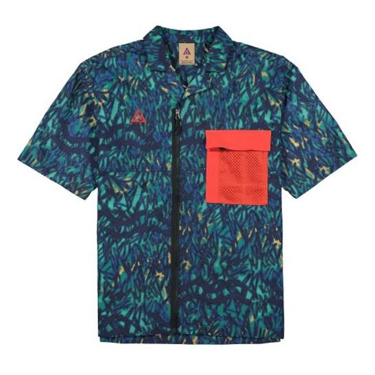 Nike x ACG ALL OVER Printing Shirt Blue / Orange CD7636-405