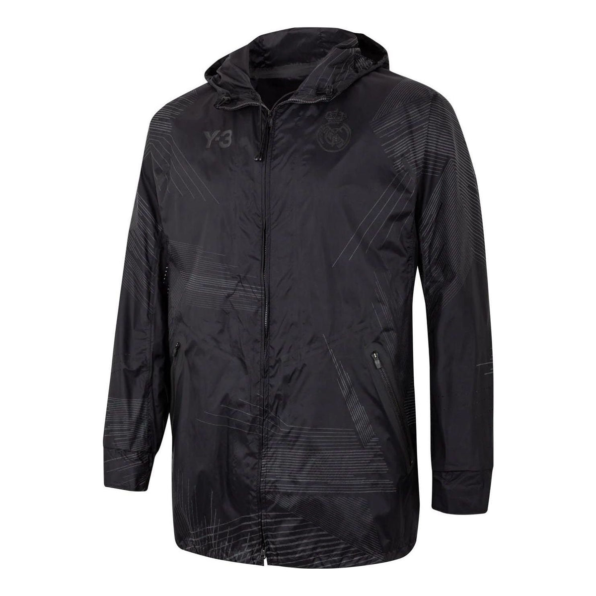 adidas x Y-3 Crossover real Madrid Full Print Stripe Logo Hooded Jacket Black HI0923