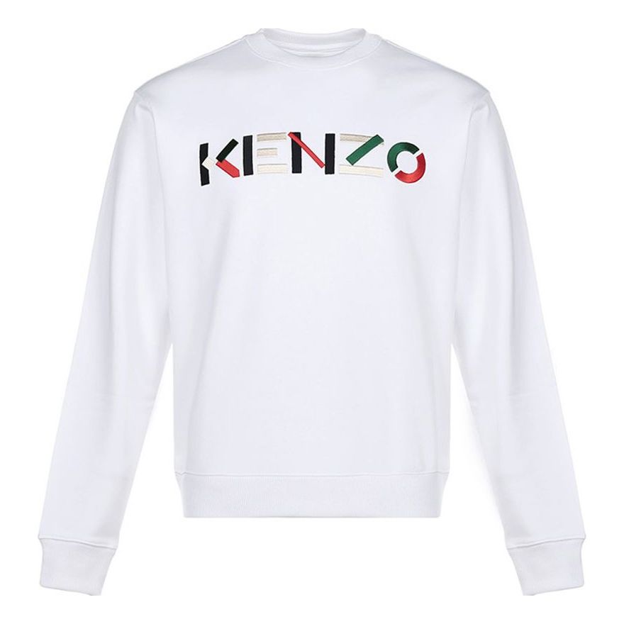 Men's KENZO FW20 Embroidered Logo Pullover White FA65SW0044MO-01